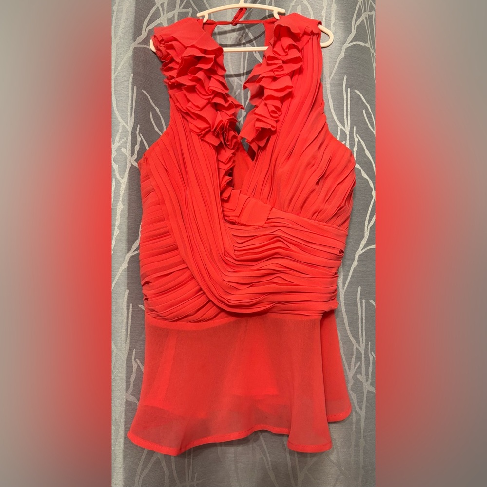 Bebe Coral Ruched Halter Top